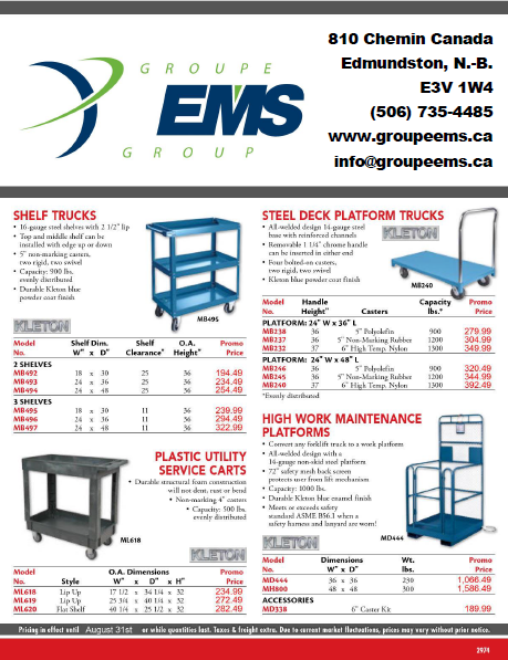 PROMOTIONS SUR CHARIOTS ET PLATEFORMES